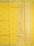Raw mango fancy saree yellow color allover zari motifs & zari border with rich pallu and attached blouse