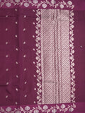 Raw mango fancy saree wine color allover zari motifs & zari border with rich pallu and attached blouse