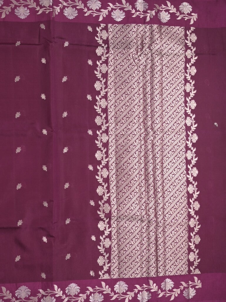 Raw mango fancy saree wine color allover zari motifs & zari border with rich pallu and attached blouse