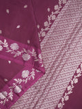 Raw mango fancy saree wine color allover zari motifs & zari border with rich pallu and attached blouse