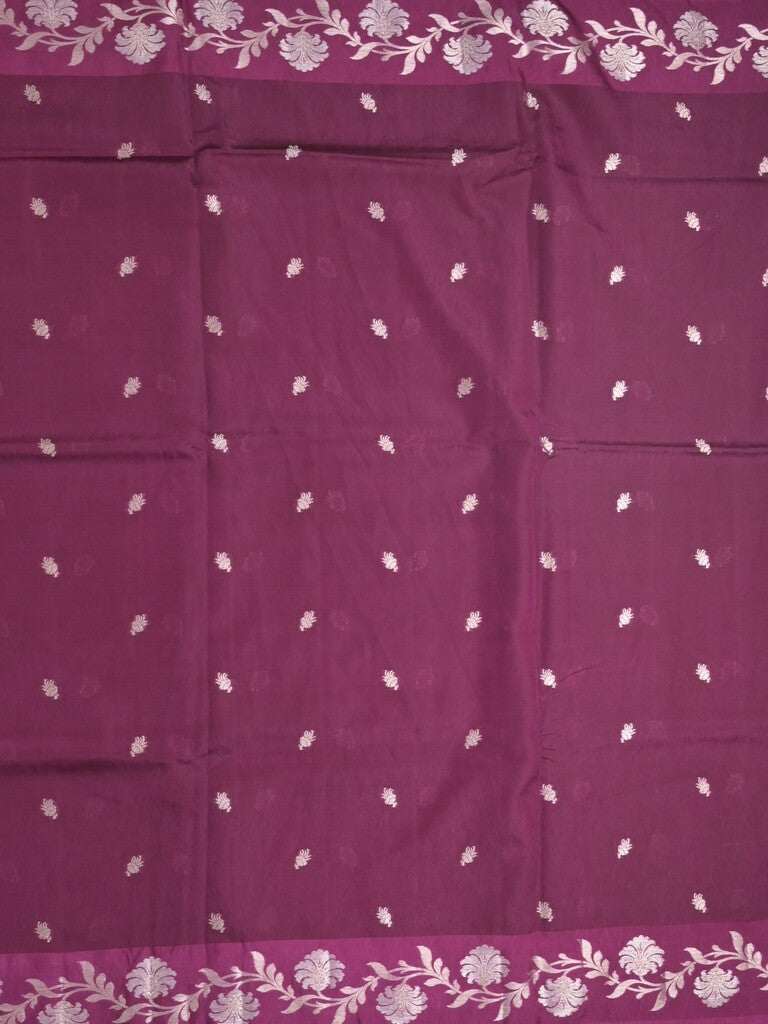 Raw mango fancy saree wine color allover zari motifs & zari border with rich pallu and attached blouse