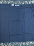 Raw mango fancy saree navy blue color allover zari motifs & zari border with rich pallu and attached blouse