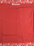 Raw mango fancy saree red color allover zari motifs & zari border with rich pallu and attached blouse