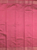 Dupion fancy saree pink color allover zari motifs & zari border with short pallu and attached blouse