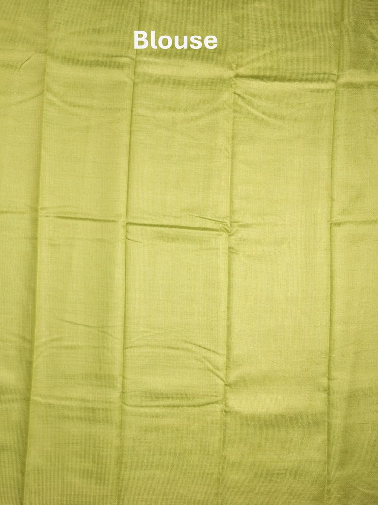 Dupion fancy saree light parrot green color allover zari motifs & zari border with short pallu and attached blouse