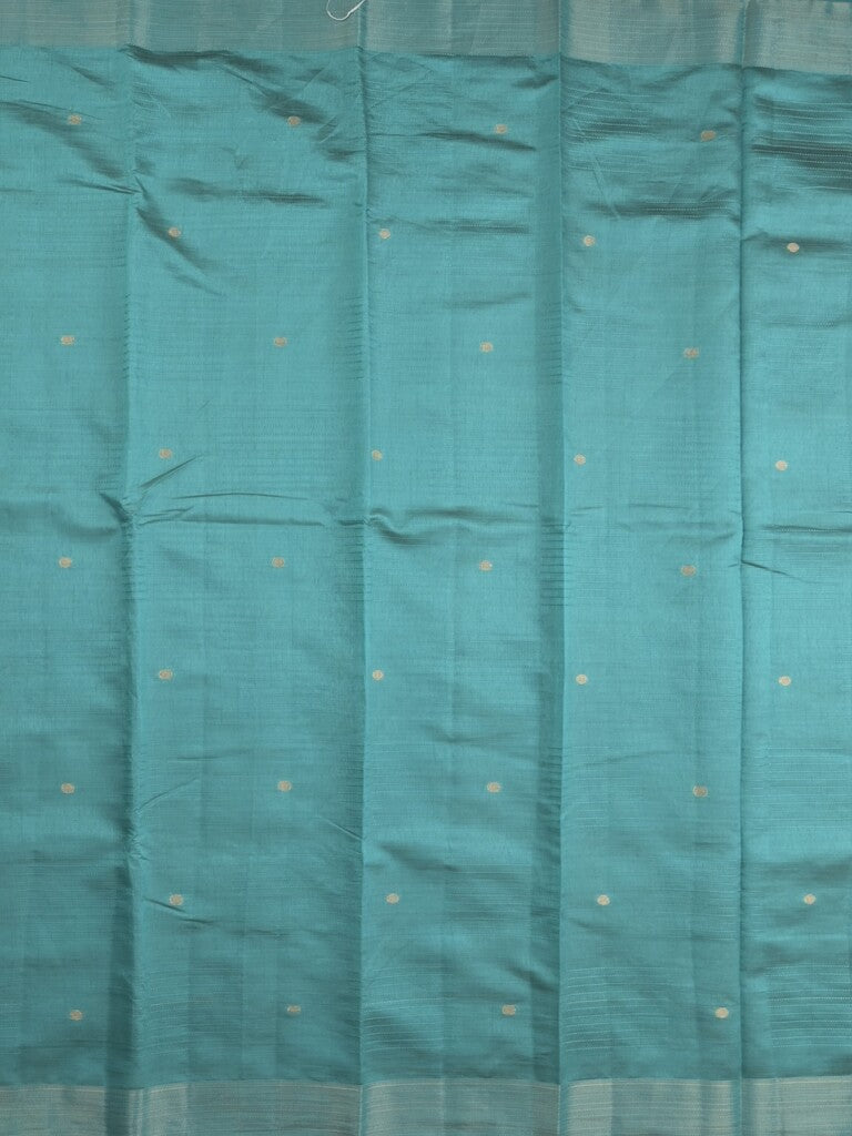 Dupion fancy saree sky blue color allover zari motifs & zari border with short pallu and attached blouse