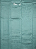 Dupion fancy saree sky blue color allover zari motifs & zari border with short pallu and attached blouse