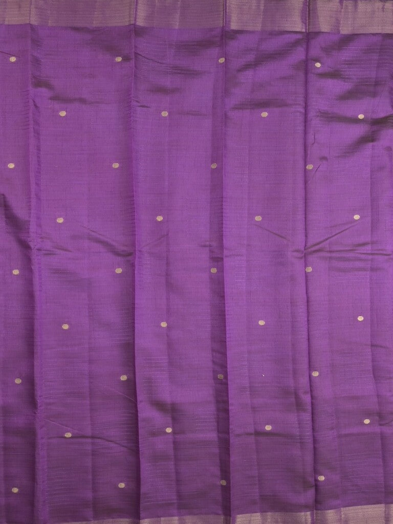 Dupion fancy saree violet color allover zari motifs & zari border with short pallu and attached blouse