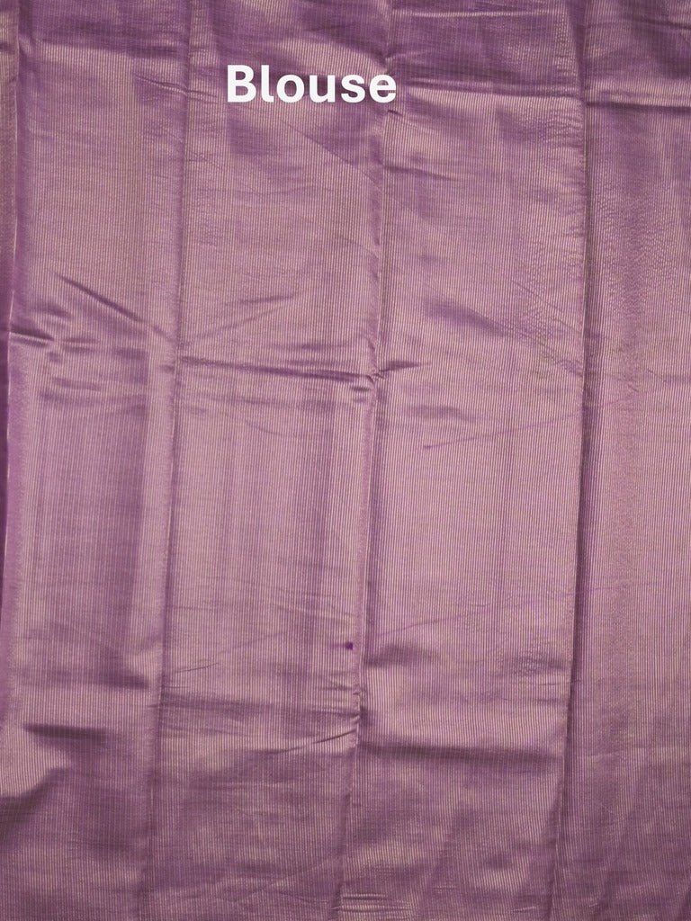 Dupion fancy saree violet color allover zari motifs & zari border with short pallu and attached blouse