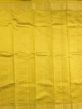 Dupion fancy saree golden yellow color allover zari motifs & zari border with short pallu and attached blouse