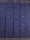 Dupion fancy saree navy blue color allover zari motifs & zari border with short pallu and attached blouse
