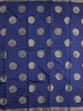 Dupion fancy saree royal blue color allover zari weaves & zari border with short pallu and attached blouse