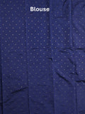 Dupion fancy saree royal blue color allover zari weaves & zari border with short pallu and attached blouse
