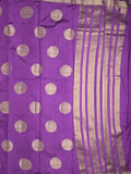 Dupion fancy saree purple color allover zari weaves & zari border with short pallu and attached blouse