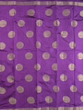 Dupion fancy saree purple color allover zari weaves & zari border with short pallu and attached blouse