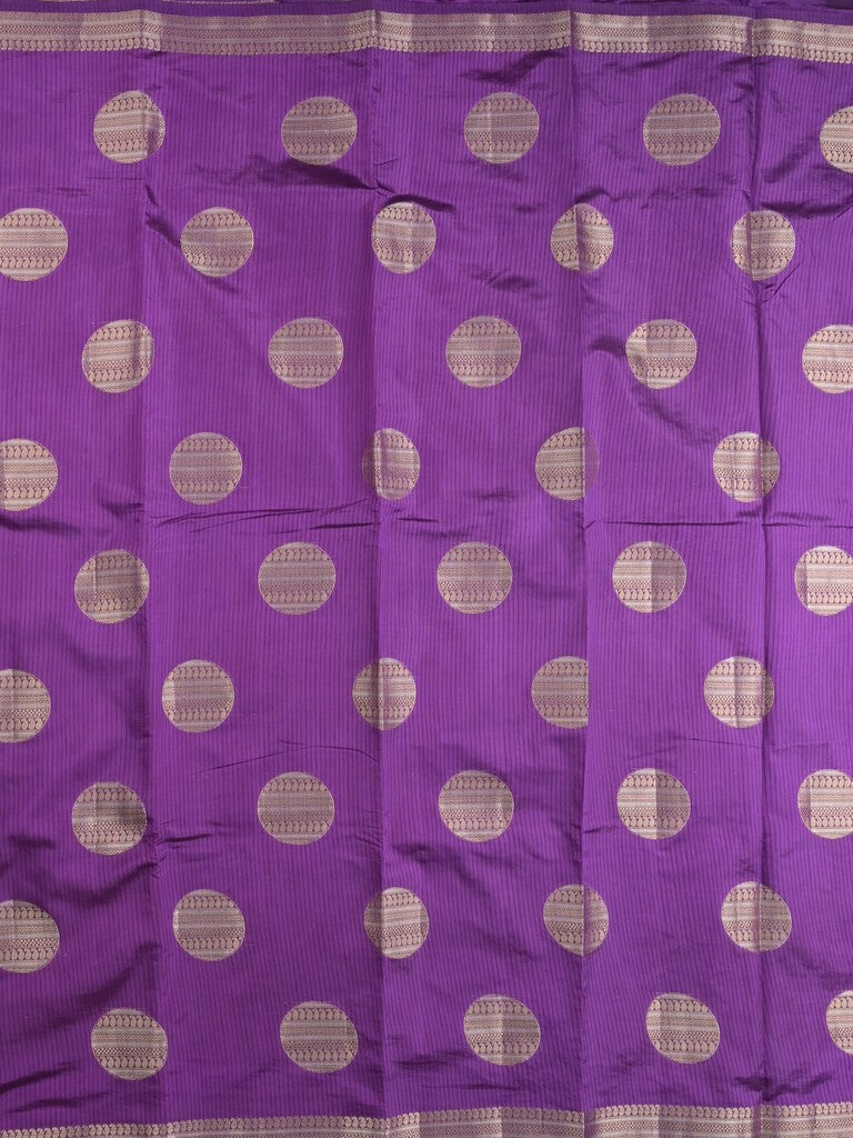 Dupion fancy saree purple color allover zari weaves & zari border with short pallu and attached blouse