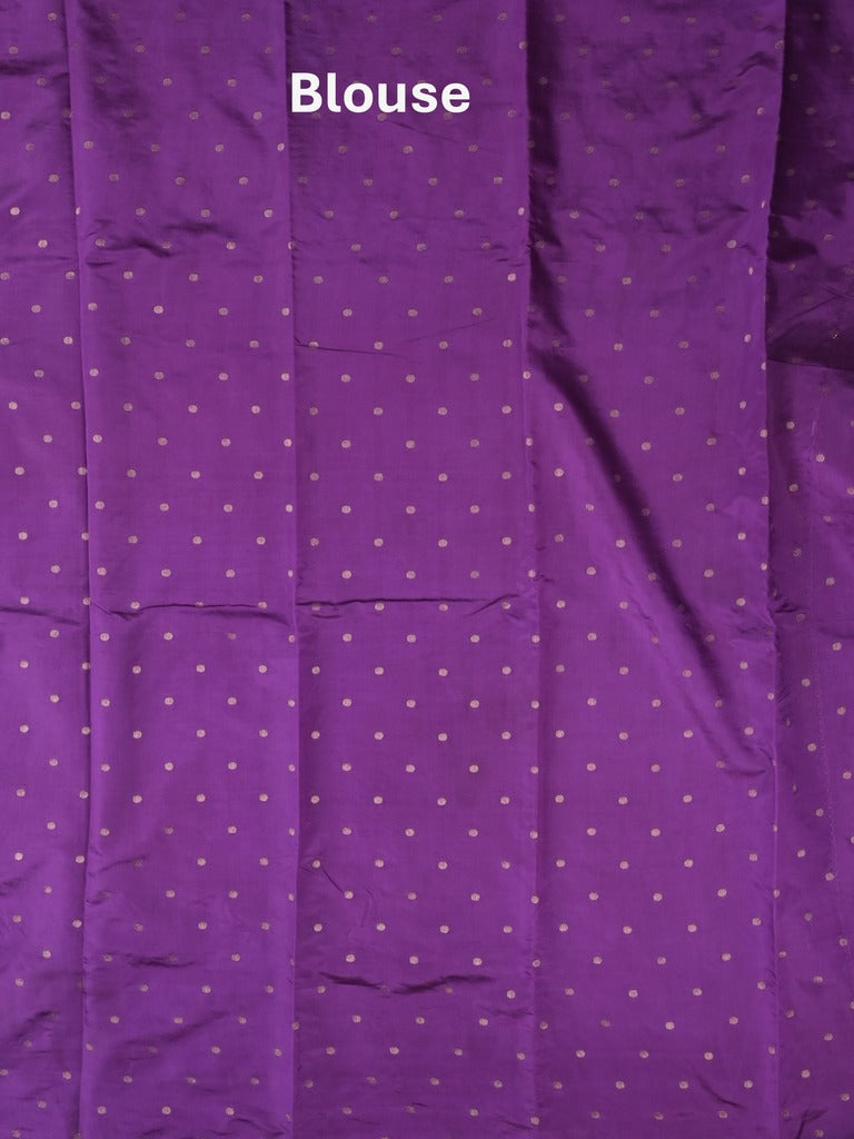 Dupion fancy saree purple color allover zari weaves & zari border with short pallu and attached blouse