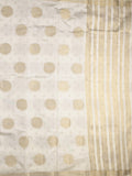 Dupion fancy saree white color allover zari weaves & zari border with short pallu and attached blouse