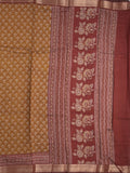 Maheshwari fancy saree mustard yellow color allover prints & zari border with printed pallu and plain blouse
