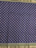 Maheshwari fancy saree navy blue color allover prints & zari border with printed pallu and plain blouse