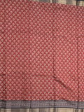 Maheshwari fancy saree red color allover prints & zari border with printed pallu and plain blouse