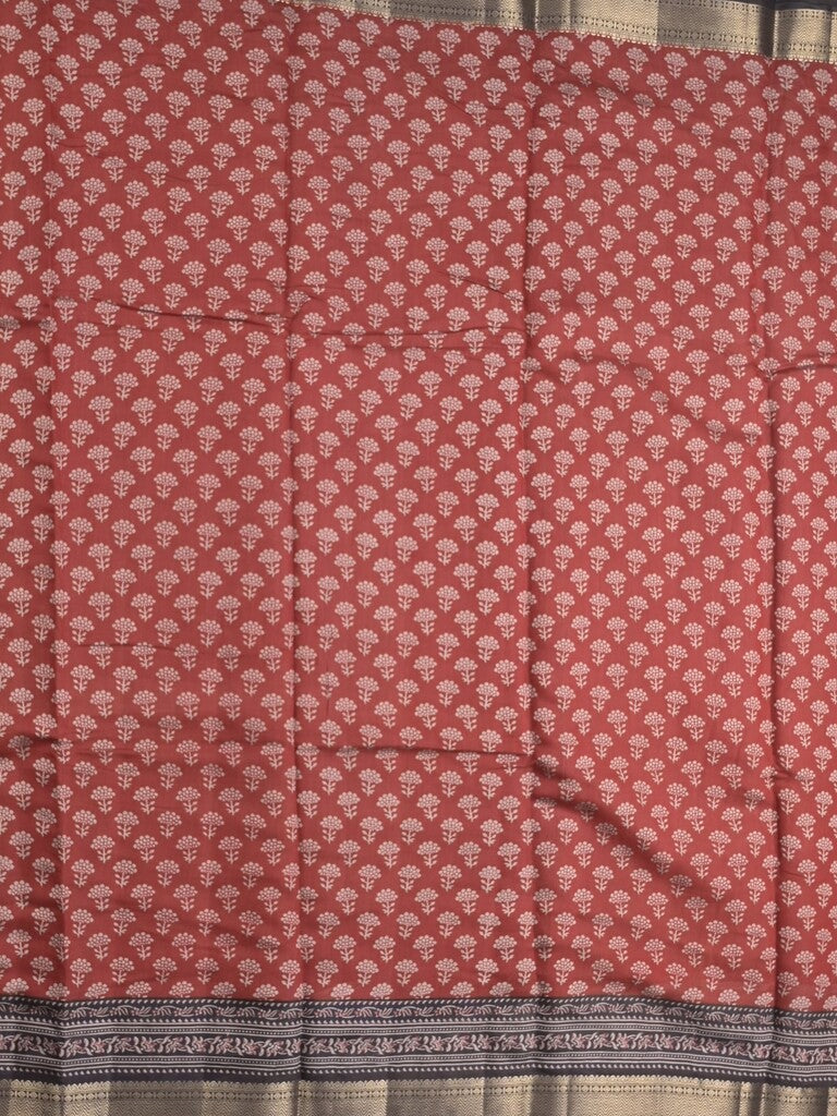 Maheshwari fancy saree red color allover prints & zari border with printed pallu and plain blouse