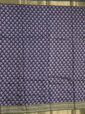 Maheshwari fancy saree navy blue color allover prints & zari border with printed pallu and plain blouse