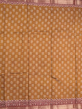 Maheshwari fancy saree mustard yellow color allover prints & zari border with printed pallu and plain blouse