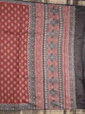 Maheshwari fancy saree red color allover prints & zari border with printed pallu and plain blouse