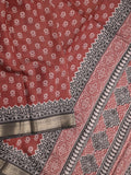 Maheshwari fancy saree red color allover prints & zari border with printed pallu and plain blouse