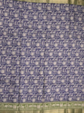 Maheshwari fancy saree navy blue color allover prints & zari border with printed pallu and plain blouse