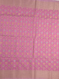 Chanderi fancy saree pink color allover weaves & zari border with short pallu and brocade blouse