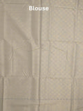 Chanderi fancy saree bluish grey color allover weaves & zari border with short pallu and brocade blouse