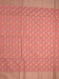 Chanderi fancy saree coral pink color allover weaves & zari border with short pallu and brocade blouse
