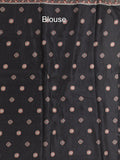 Tussar fancy printed saree with printed border and attached contrast blouse