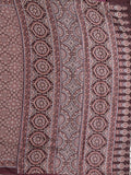 Tussar fancy printed saree with printed border and attached contrast blouse