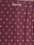 Tussar fancy printed saree with printed border and attached contrast blouse