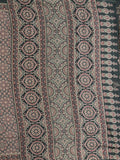 Tussar fancy printed saree with printed border and attached contrast blouse