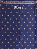 Tussar fancy printed saree with printed border and attached contrast blouse