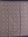 Tussar fancy printed saree with printed border and attached contrast blouse