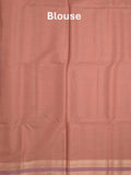 Chanderi fancy saree peach color allover weaves & zari border with short pallu and attached self blouse
