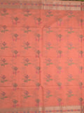 Chanderi fancy saree peach color allover weaves & zari border with short pallu and attached self blouse