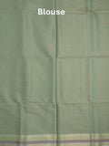 Chanderi fancy saree lux green color allover weaves & zari border with short pallu and attached self blouse