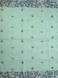 Jamdani cotton saree light blue color allover weaves & weaving border with weaving pallu and plain blouse
