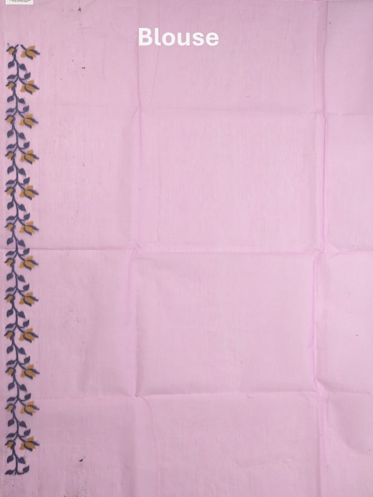 Jamdani cotton saree light purple color allover weaves & weaving border with weaving pallu and plain blouse