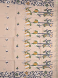 Jamdani cotton saree light peach color allover weaves & weaving border with weaving pallu and plain blouse
