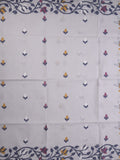 Jamdani cotton saree pastel grey color allover weaves & weaving border with weaving pallu and plain blouse