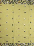Jamdani cotton saree light yellow color allover weaves & weaving border with weaving pallu and plain blouse