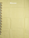 Jamdani cotton saree light yellow color allover weaves & weaving border with weaving pallu and plain blouse