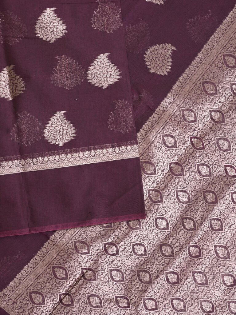 Chanderi saree for women | Maroon | Party wear | Zari border